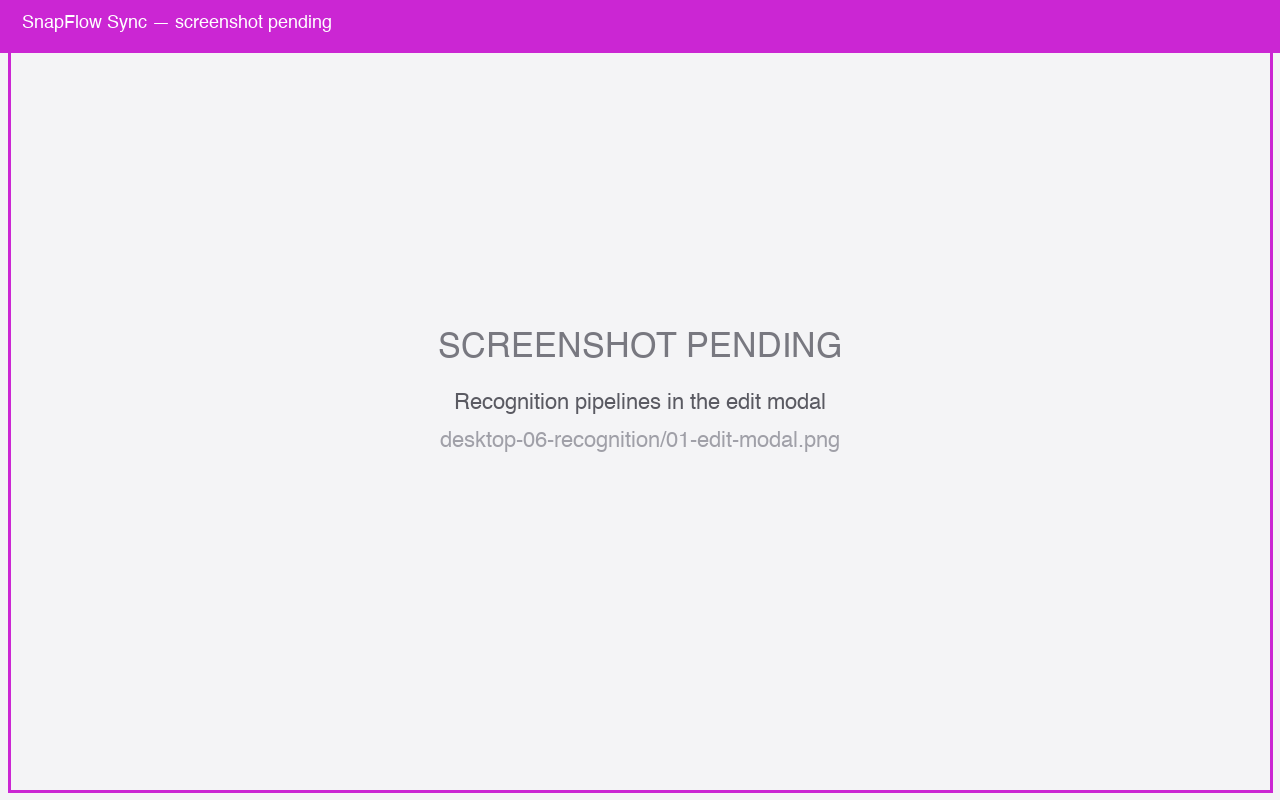 Recognition pipelines in the album edit modal